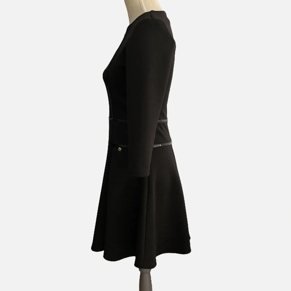 Rinascimento Midi Dress Fit and Flare Black Small Made in Italy Long Sleeve - Picture 4 of 10